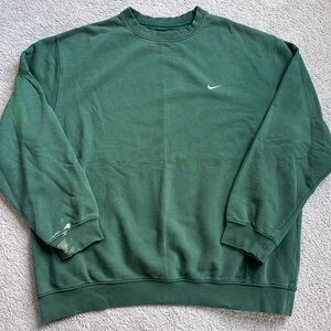 Distressed Vintage 90s Forest Green Nike Embroidered Check Swoosh CrewnecK XXL